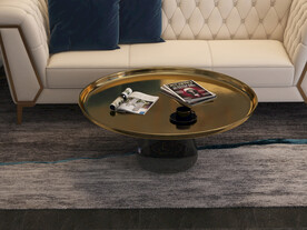 客厅金色圆形茶几