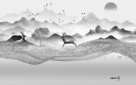 麋鹿新山水背景墙 TIF分层