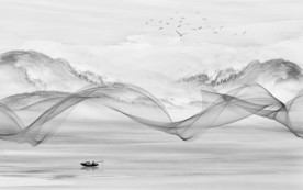 背景墙新山水中式画 TIF分层