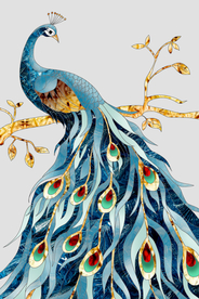 珐琅彩孔雀晶瓷画
