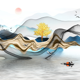 意境山水晶瓷画