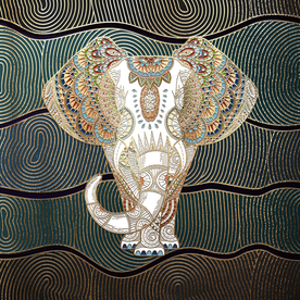 大象金色线条玄关