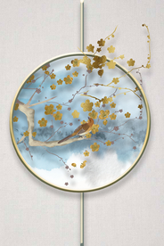 花鸟圆形装饰画玄关