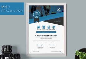 荣誉证书时尚竖版证书