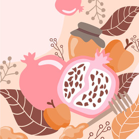 石榴蜂蜜手绘插画