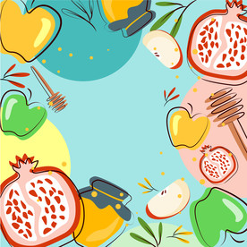 石榴苹果手绘插画