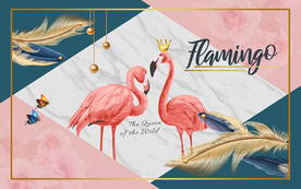 现代简约爵士白火烈鸟电视背景墙