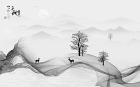 中国风山水电视背景 文件分层画