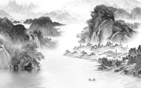 电视新山水无框画 文件分层画