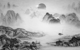 爆款新山水无框画 文件分层画