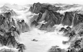 新款新山水无框画 文件分层画