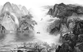 简约新山水无框画 文件分层画