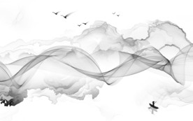 线条新山水无框画 文件分层画