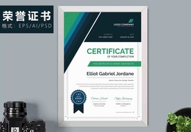 荣誉证书时尚竖版证书
