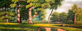 树林风景油画