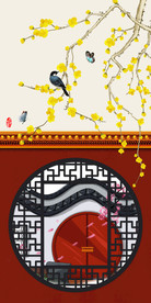 新中式宫殿玄关装饰画