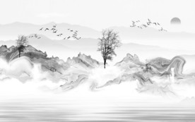 最新新山水简约画 文件分层画