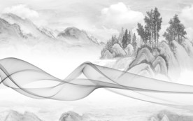 中式新山水简约画 文件分层画