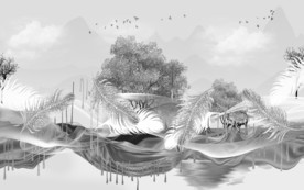 背景墙新山水爆款画 文件分层画