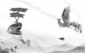 意境灰色新山水画 文件分层画