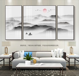 新中式意境山水画客厅装饰画