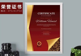 荣誉证书时尚竖版证书