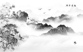 简约山水画人气画 TIF分层