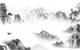 中国风山水画人气画 TIF分层