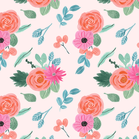 水彩花朵 真丝印花