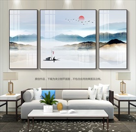 新中式意境山水画水墨山水画