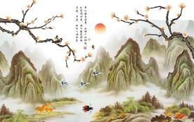 中式山水背景墙