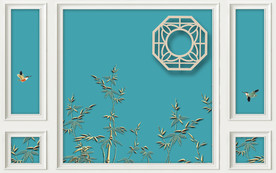 电视背景墙  蓝色清新