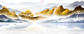 金色山水玄关