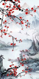 玄关水墨梅花迎春图