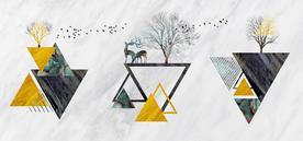 麋鹿几何装饰画