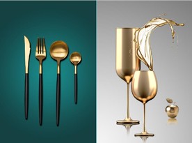 现代晶瓷酒刀叉杯餐饮餐厅装饰画