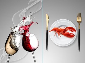 现代晶瓷酒杯龙虾餐饮餐厅装饰画