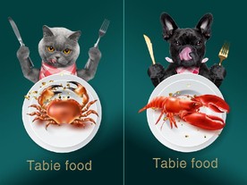 现代晶瓷海鲜猫餐饮餐厅装饰画