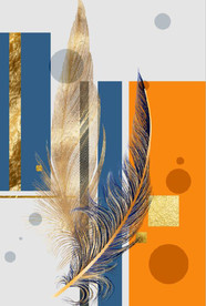 爱马仕蓝色羽毛玄关装饰画