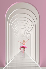 现代立体走廊美女舞蹈装饰画