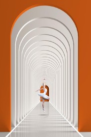 现代立体走廊美女舞蹈装饰画