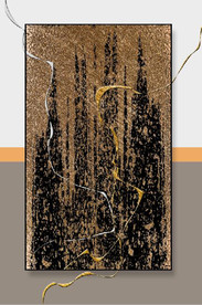 现代晶瓷抽象金色水墨玄关装饰画