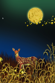 麋鹿麦穗装饰画