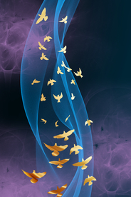 抽象丝带鸟群装饰画