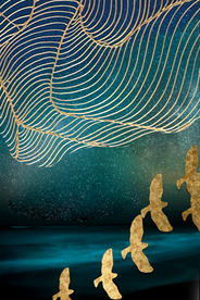 线条金鸟装饰画