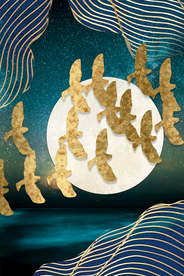 线条金鸟装饰画