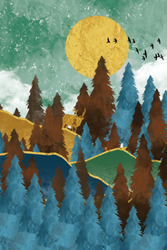 森林麋鹿装饰画