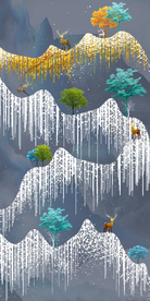 抽象线条麋鹿山水晶瓷画