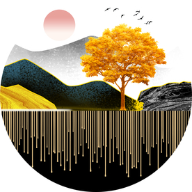 圆形发财树晶瓷画