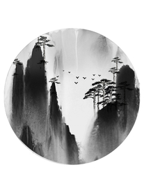 圆形水墨画